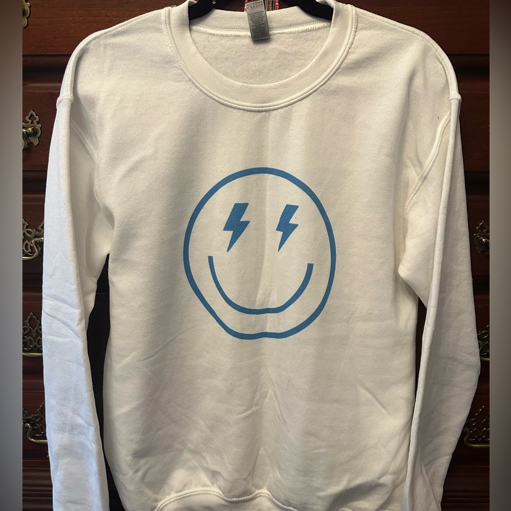 smiley face sweatshirt from Etsy